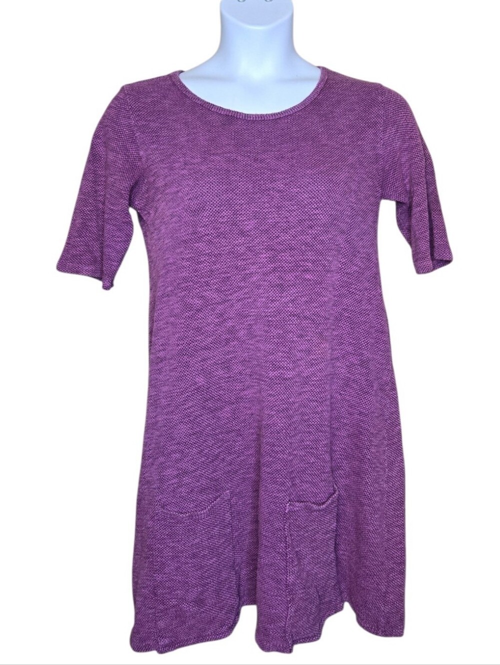 PLUME AND THREAD textured purple scoop neck tunic dress with pockets XL